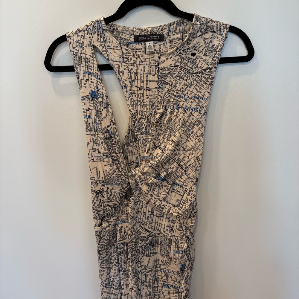 NWOT Urban Outfitters Beige and Blue LA Map Print Maxi Dress